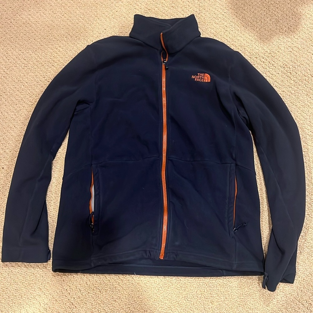 Navy Blue/Orange North Face Full Zip Fleece